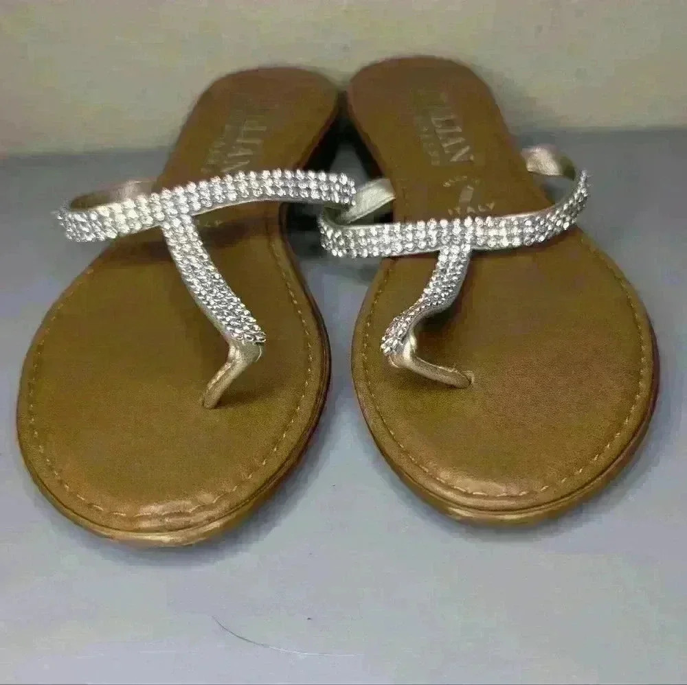Italian Shoemaker Sandals with rhinestone size 6.5 - Picture 3 of 8